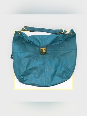 Teal Shoulder Hobo Bag with Gold Accent